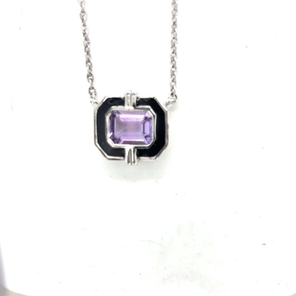Judit Ripka necklace with black enamel and amethyst